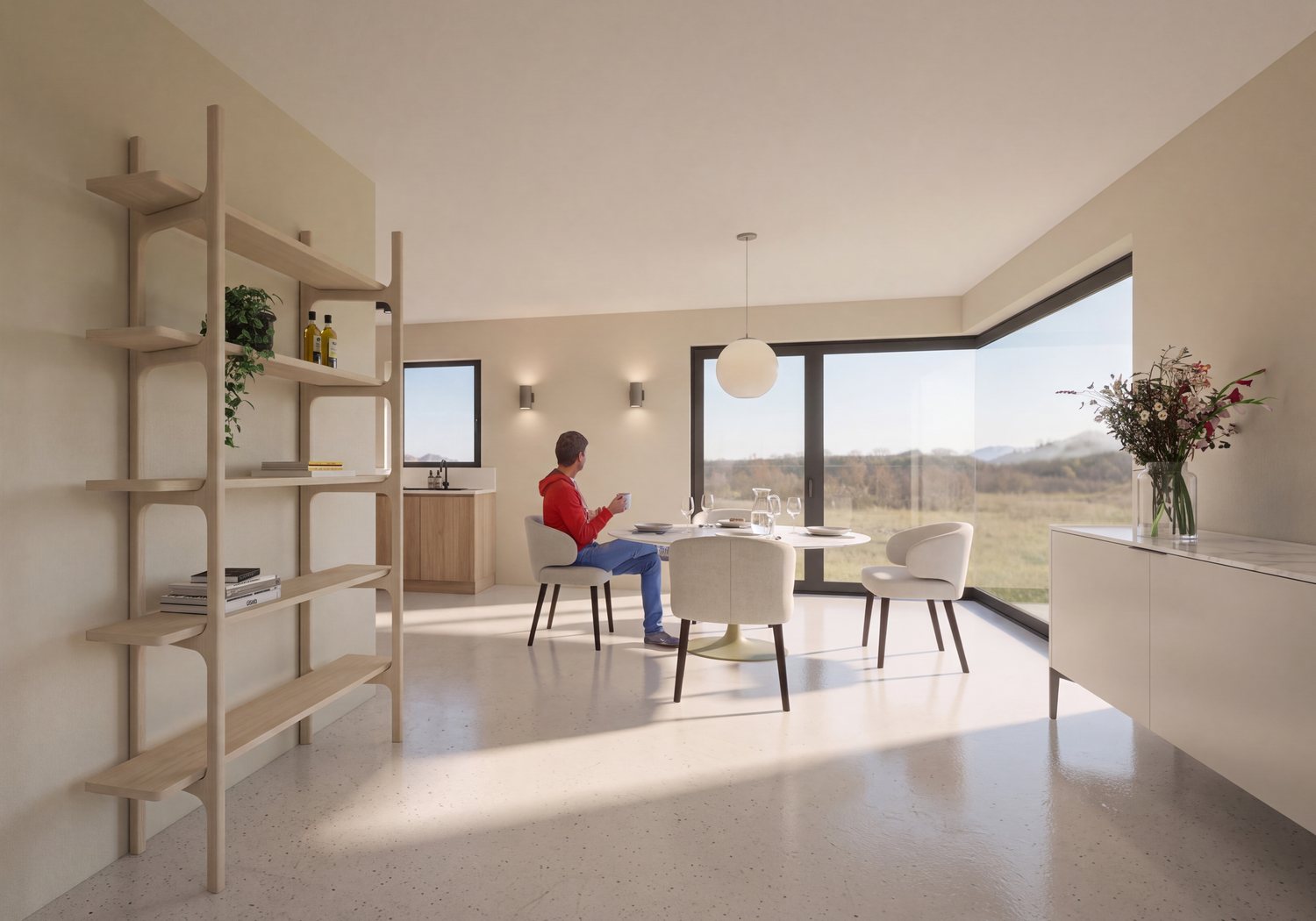 Cuisine et coin repas lumineux, projet Saint-Symphorien