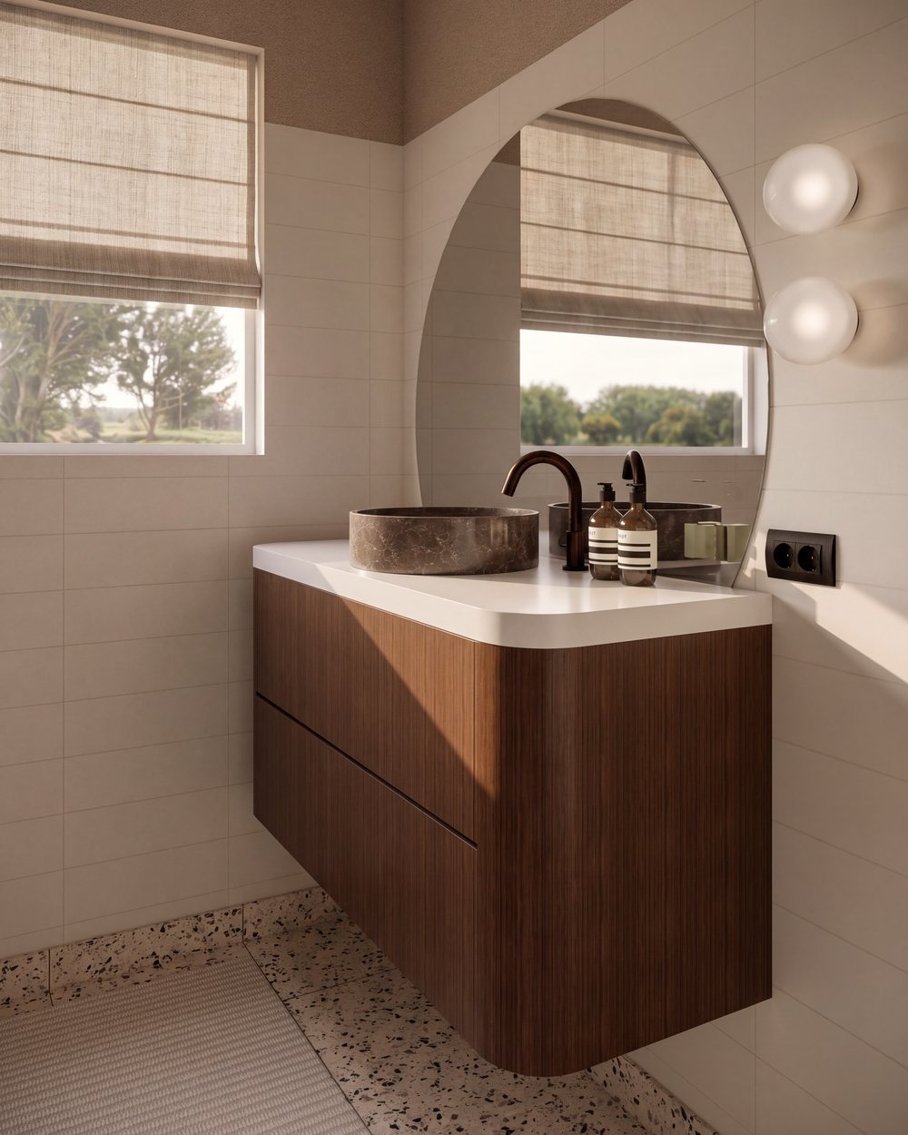 Salle de bain design, projet Roosevelt à Bruxelles